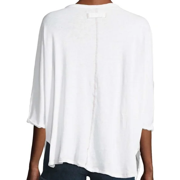 Free People First Base Henley Tee LS High Low Hem Slouchy Oversized White Sm NWT - Picture 3 of 7